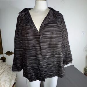 AKRIS Punto Jacket Coat Blazer Black/White Stripe